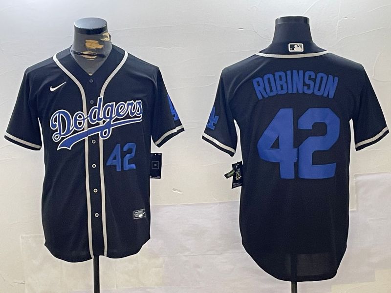 Men Los Angeles Dodgers #42 Robinson Black Game 2024 Nike MLB Jersey style 11214